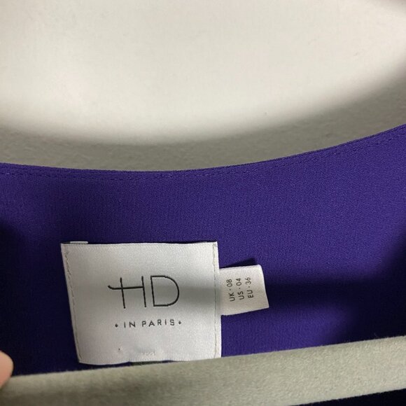 HD in Paris Scalloped Long Sleeve Blouse Purple Womens 4 Career Professional - Picture 3 of 6